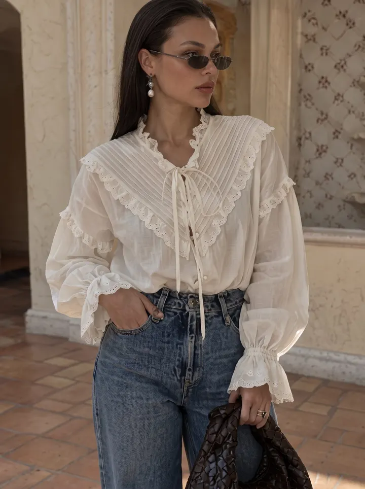 White Statement Collar Shirt