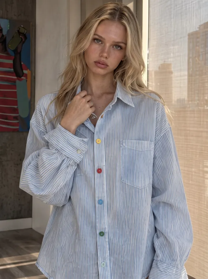 Contrast Button Shirt